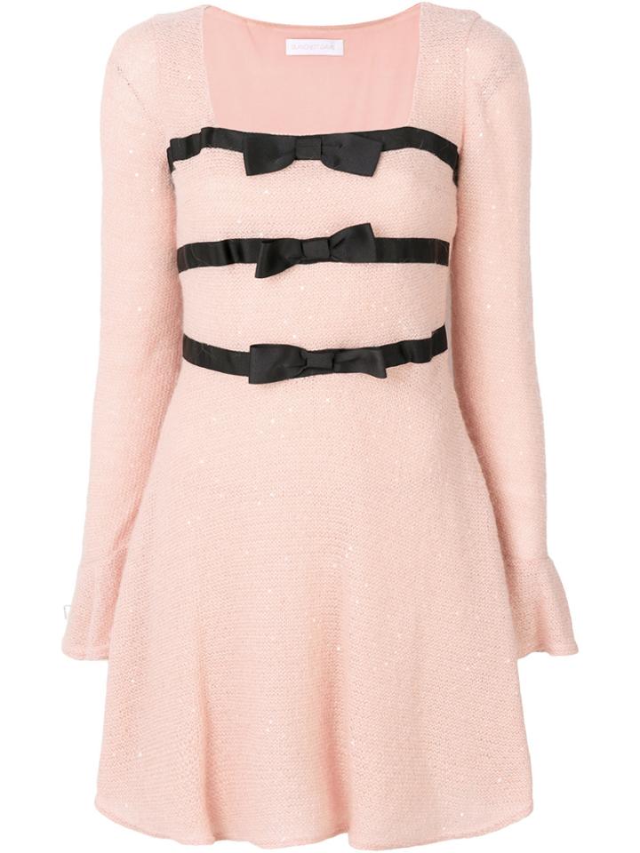 Blanchett Dame Bow Detail Dress - Pink & Purple