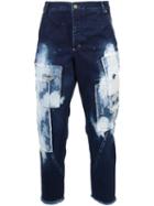 Song For The Mute Bleached Patchwork Jeans, Men's, Size: 46, Blue, Cotton