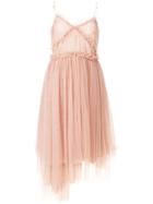 Msgm Gathered Asymmetric Tulle Dress - Nude & Neutrals