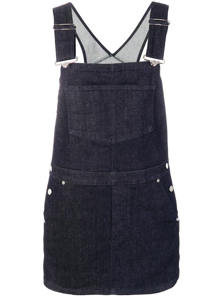 Givenchy Logo Panel Denim Dungaree Dress - Blue