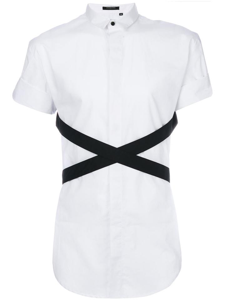 Unconditional - Contrast Crossed Strap Shirt - Men - Cotton - Xs, White, Cotton