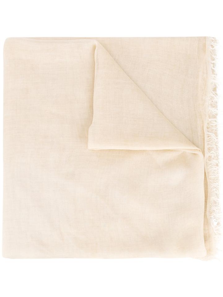 Faliero Sarti - Frayed Trim Scarf - Women - Silk/modal - One Size, Women's, Nude/neutrals, Silk/modal