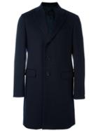 Caruso Single Breasted Coat, Men's, Size: 54, Blue, Viscose/cashmere