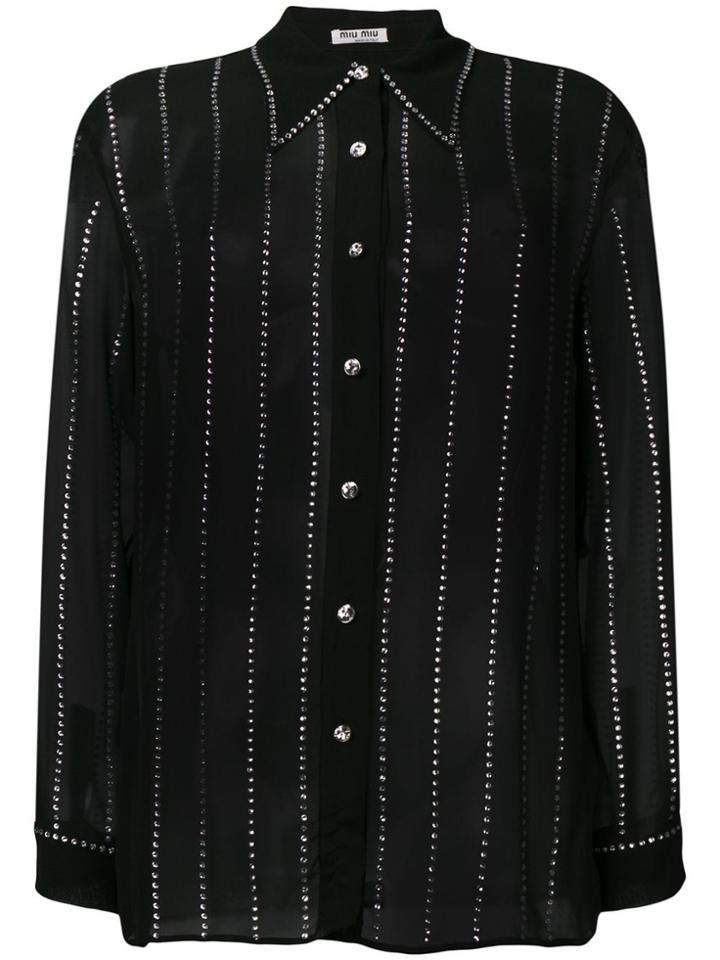 Miu Miu Crystal Embellished Shirt - Black