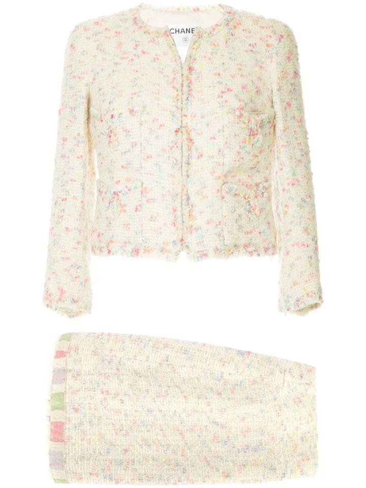 Chanel Vintage Cc Setup Skirt Suit - White