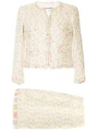 Chanel Vintage Cc Setup Skirt Suit - White
