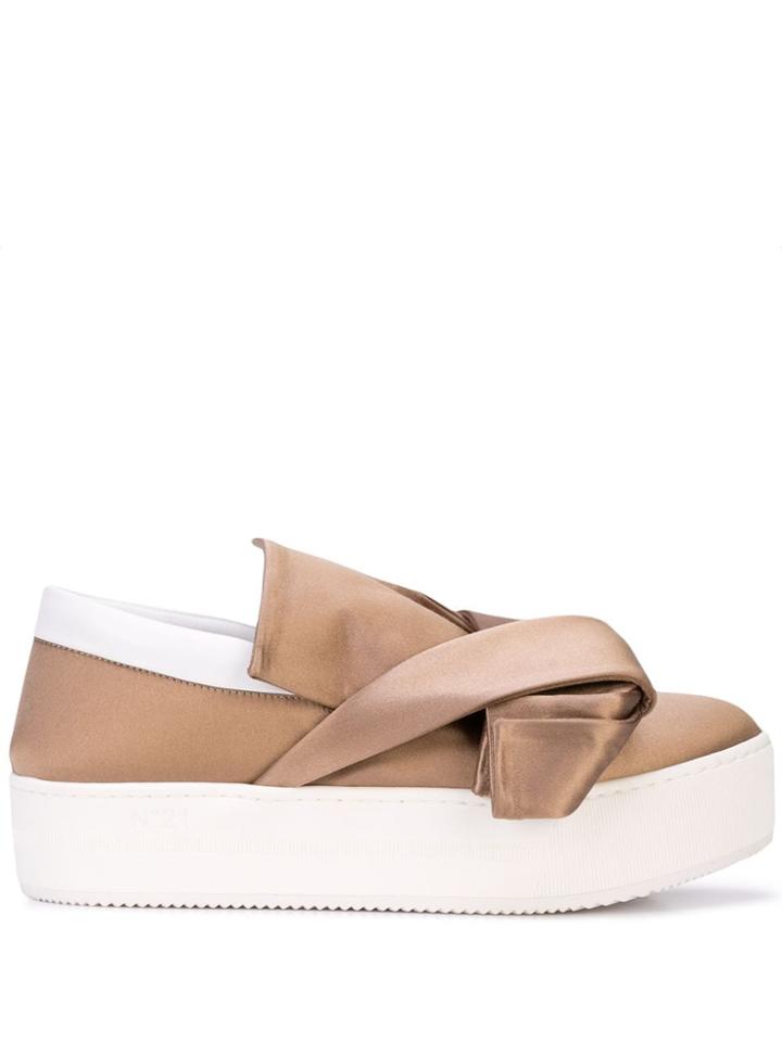 Nº21 Slip-on Satin Sneakers - Brown