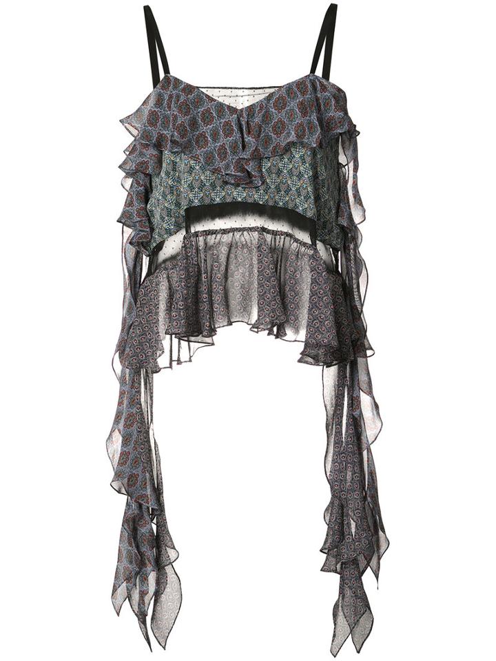 Cinq A Sept Ruffled Top, Women's, Size: Xs, Blue, Silk/polyester/acetate