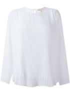 Michael Michael Kors Pleated Panel Sheer Blouse, Women's, Size: Xl, White, Polyester/cotton