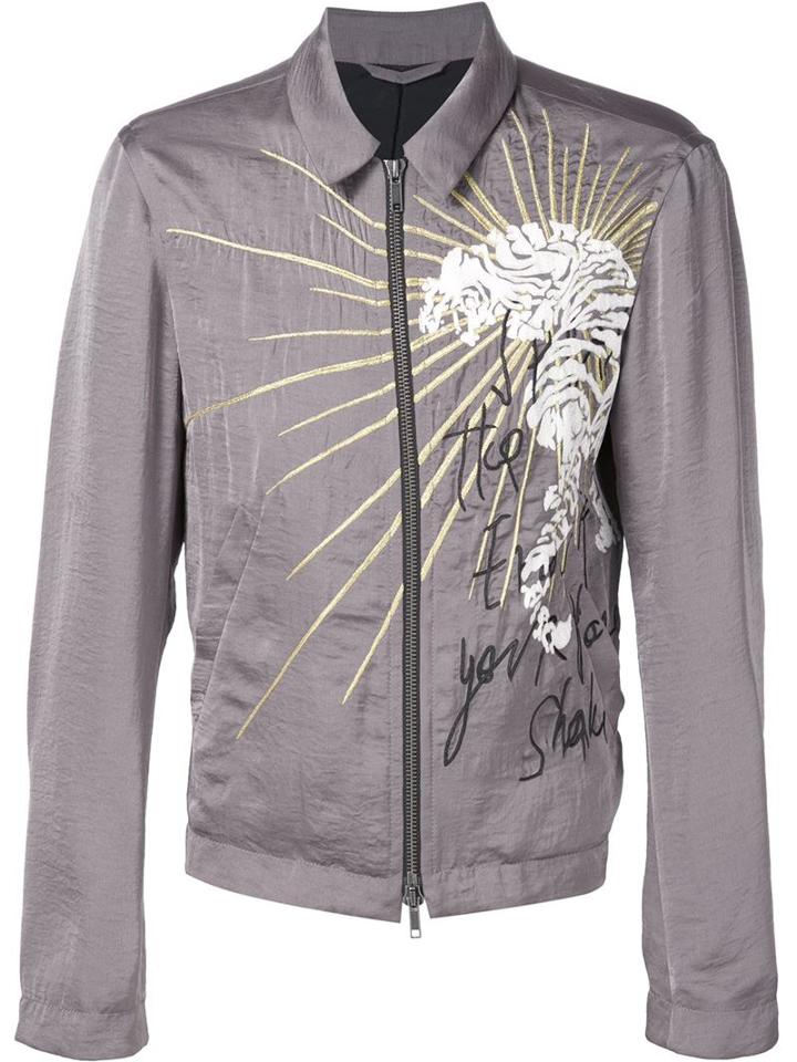 Haider Ackermann Embroidered Zip Jacket, Men's, Size: Medium, Grey, Cotton/polyester/rayon