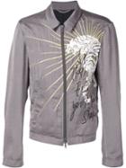 Haider Ackermann Embroidered Zip Jacket, Men's, Size: Medium, Grey, Cotton/polyester/rayon