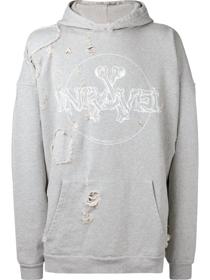 Unravel Project Distressed Hoodie - Grey