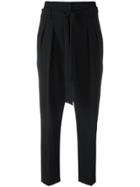 Luisa Cerano Belted High-waist Trousers - Black