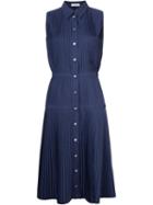 Altuzarra Pleated Shirt Dress, Women's, Size: 40, Blue, Polyester/cotton