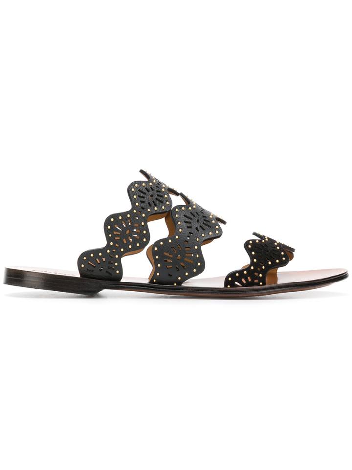 Chloé Lauren Laser-cut Sandals - Black
