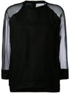 Andrea Ya'aqov - Tulle Sleeve T-shirt - Women - Ramie/polyamide - Xs, Black, Ramie/polyamide