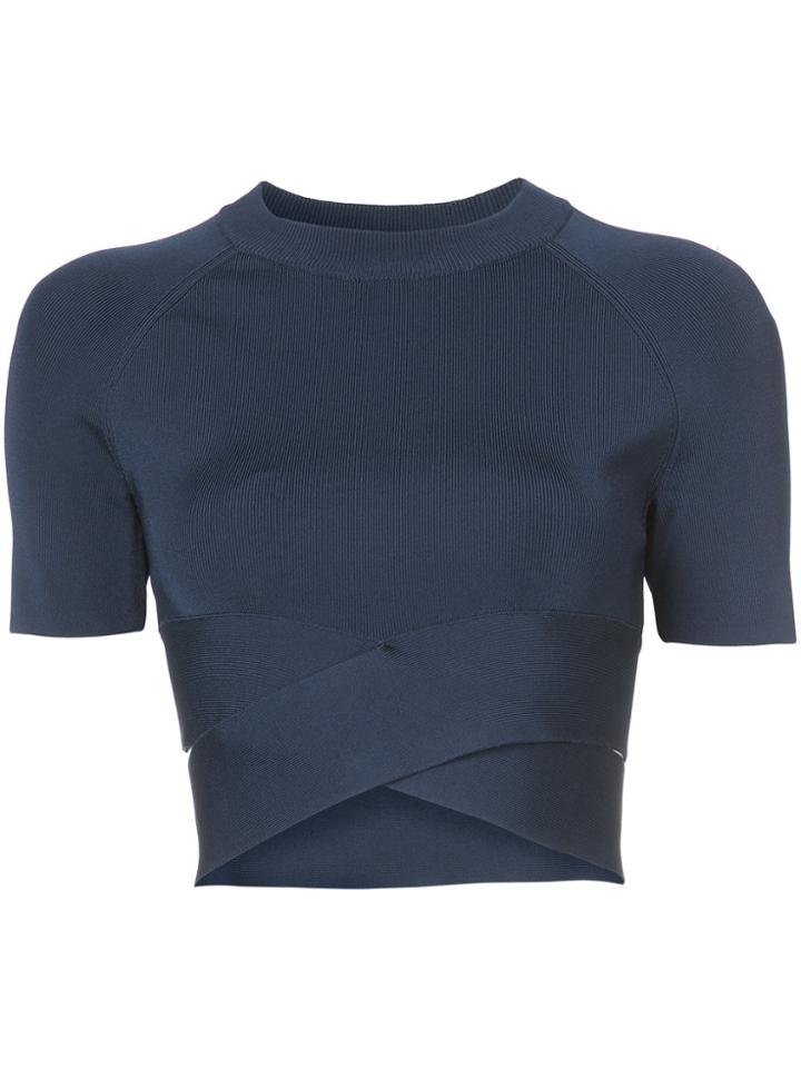 T By Alexander Wang Cropped Top With Cross Strap Detail - Blue