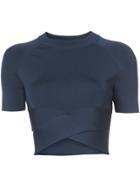 T By Alexander Wang Cropped Top With Cross Strap Detail - Blue