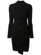 Marc Jacobs Ruffled Placket Knit Dress, Women's, Size: Small, Black, Wool