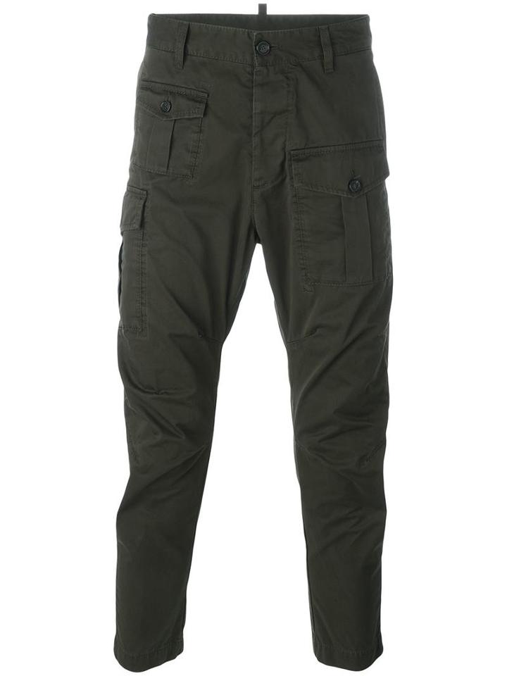 Dsquared2 Cargo Cropped Trousers, Men's, Size: 52, Green, Cotton