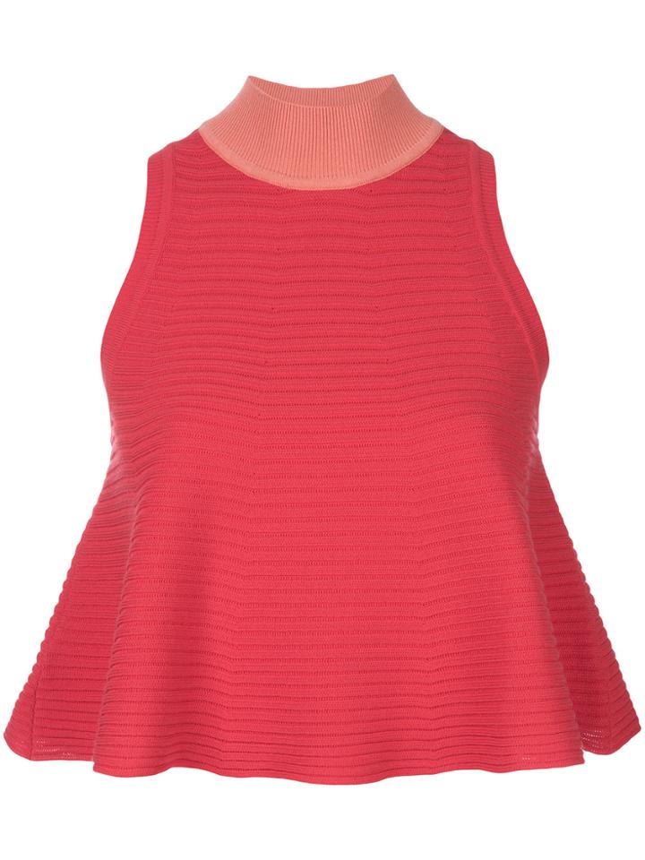 Fendi Rib Knit High Neck Top - Pink & Purple