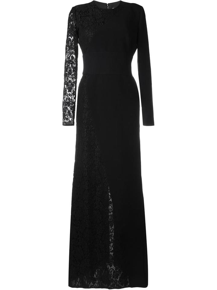 Fausto Puglisi Lace Panel Dress, Women's, Size: 44, Black, Viscose/acetate/silk