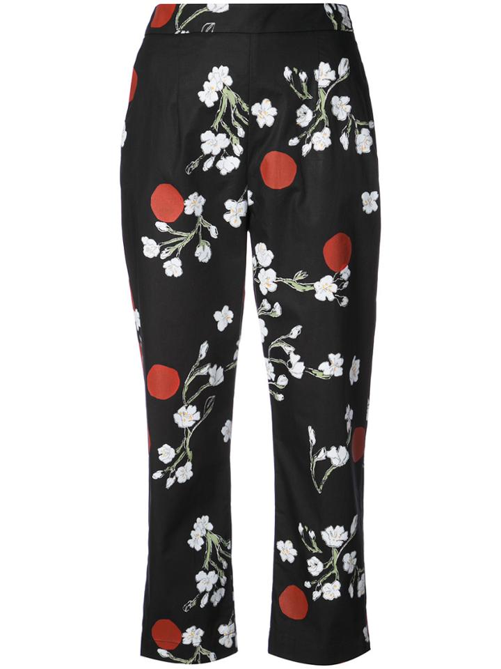 Isa Arfen Cropped Floral Trousers - Black