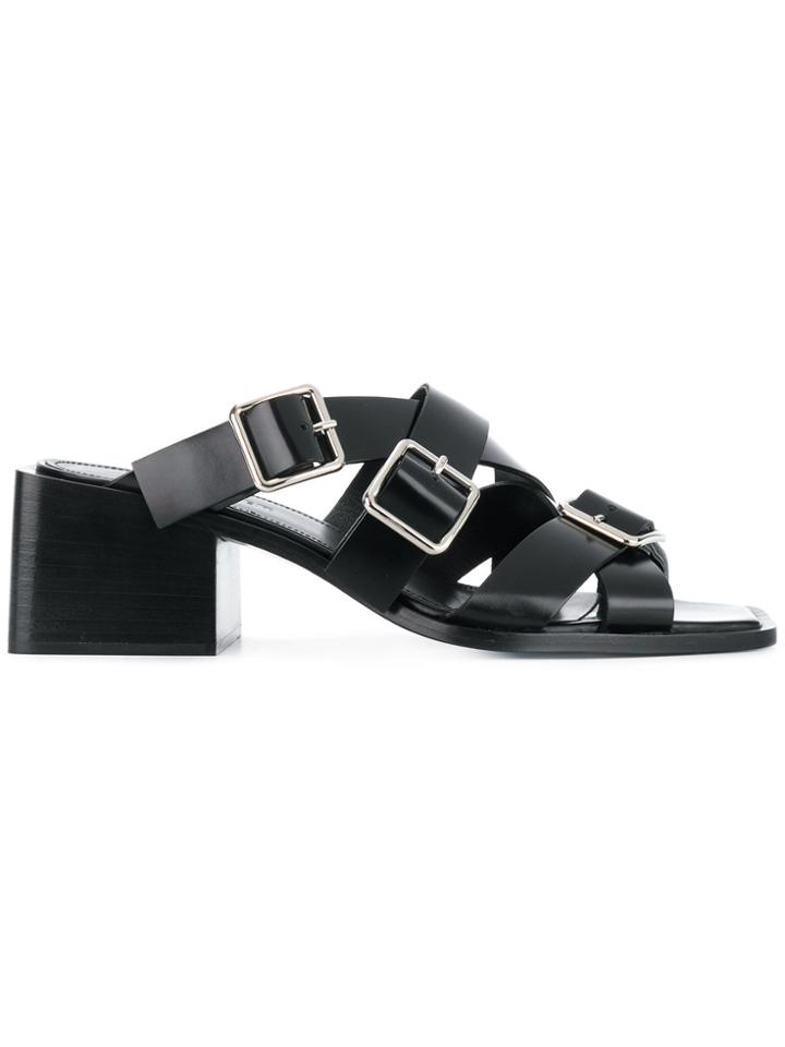 Jil Sander Buckled Strappy Mules - Black