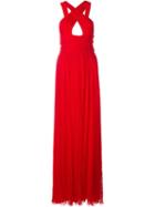 Roberto Cavalli Crossed Open Back Long Dress, Women's, Size: 40, Red, Silk/polyamide/spandex/elastane