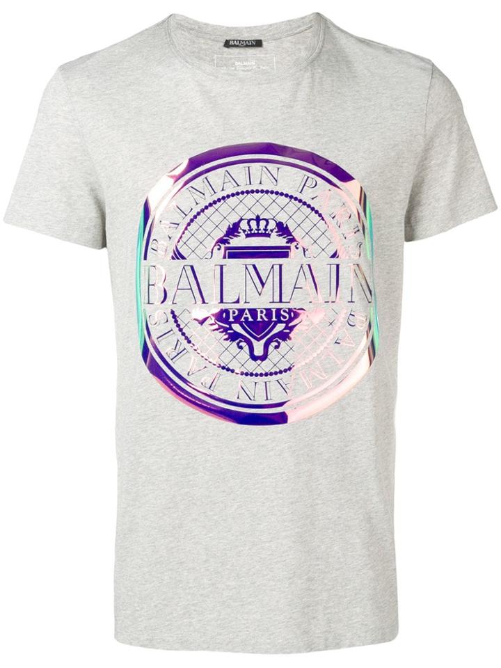 Balmain Iridescent Logo Medallion T-shirt - Grey