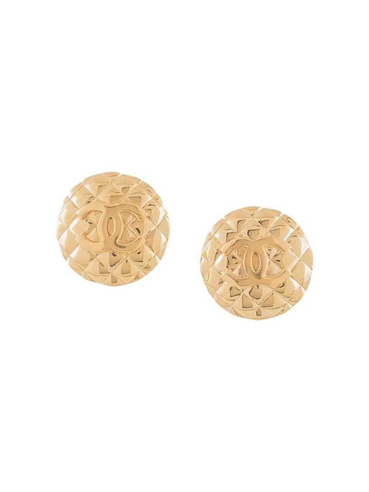 Chanel Pre-owned Matelassé-effect Cc Earrings - Gold