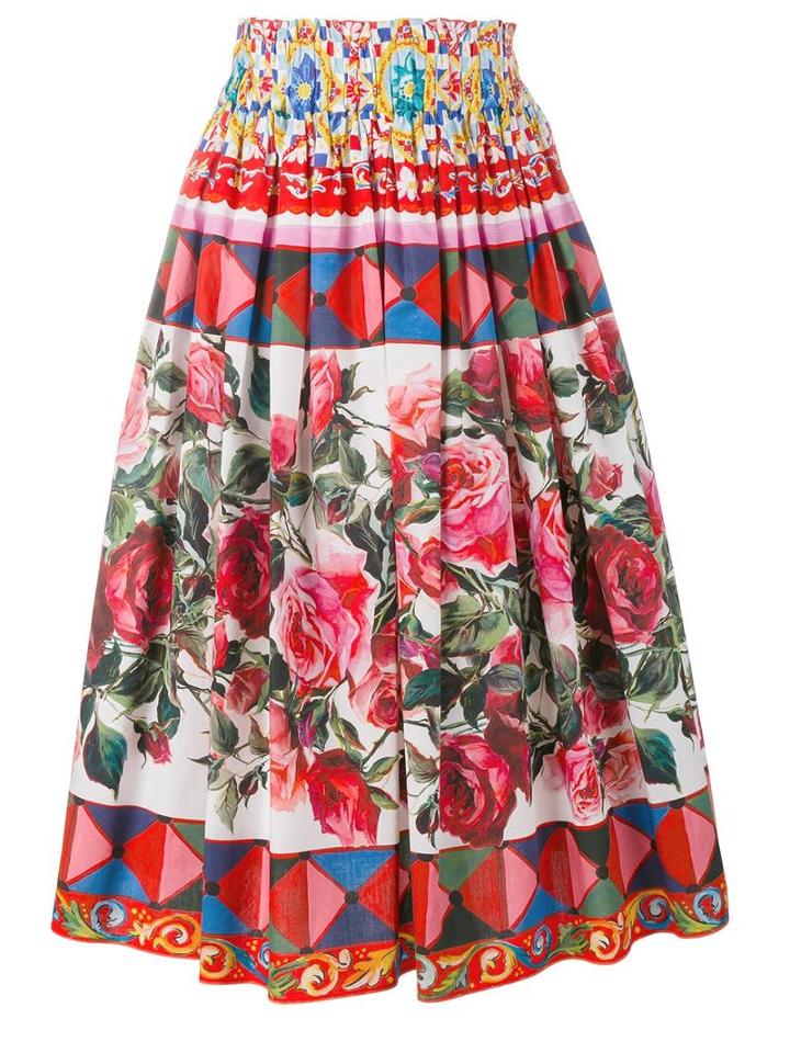 Dolce & Gabbana Carretto Print Midi Skirt, Women's, Size: 40, Cotton