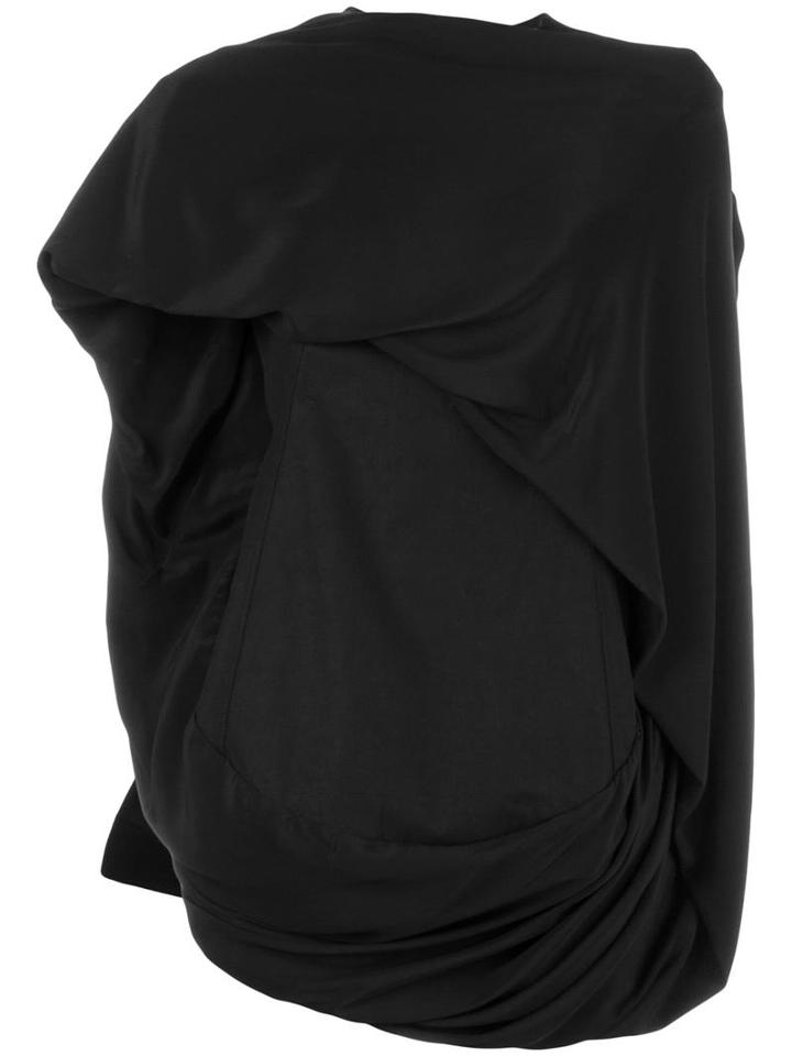 Rick Owens Asymmetric Draped Blouse, Women's, Size: 42, Black, Cotton/acetate/silk/spandex/elastane
