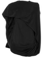 Rick Owens Asymmetric Draped Blouse, Women's, Size: 42, Black, Cotton/acetate/silk/spandex/elastane