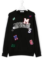 Msgm Kids Teen Logo Appliqués Sweatshirt - Black