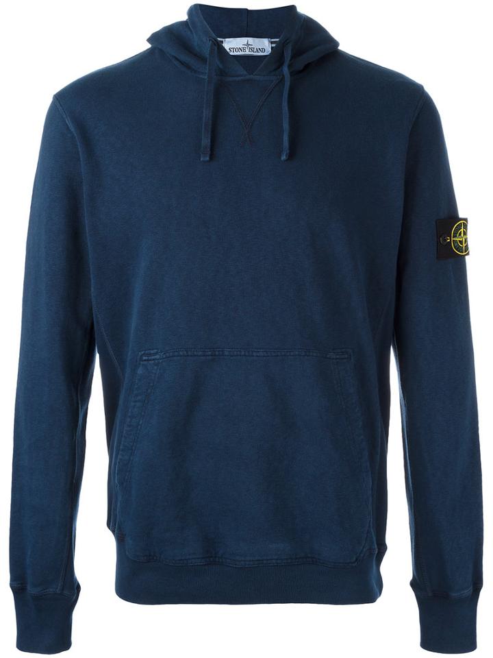 Stone Island Kangaroo Pocket Hoodie, Men's, Size: Xxl, Blue, Cotton