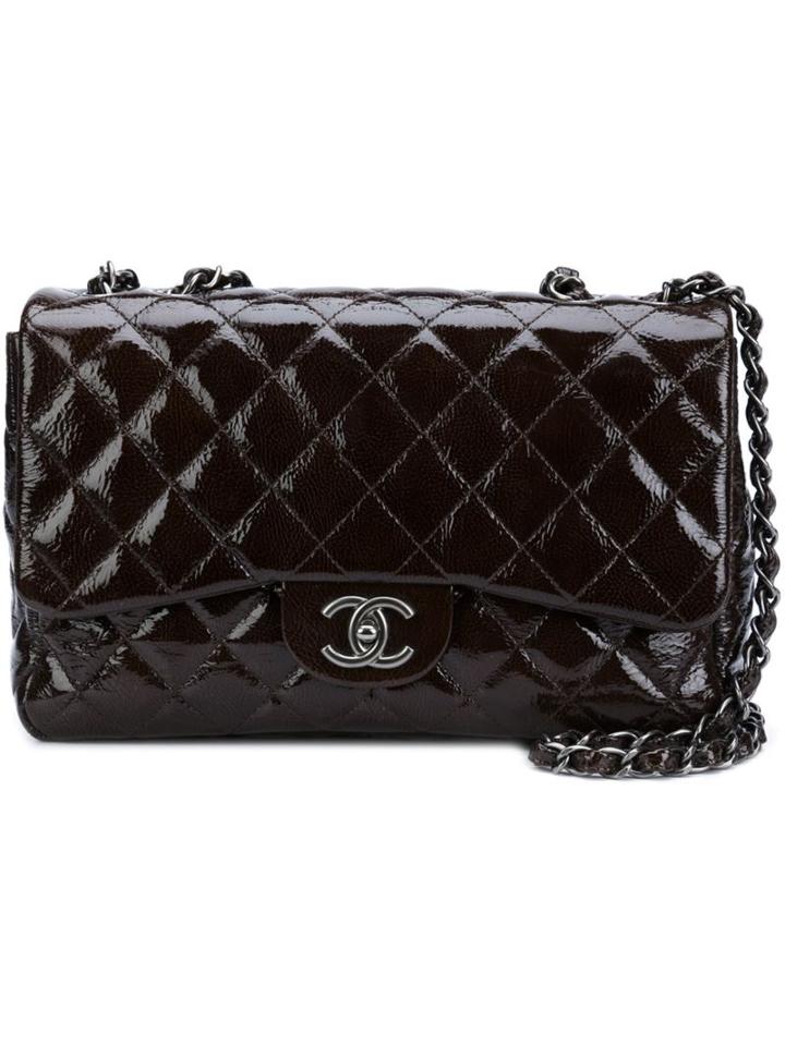 Chanel Vintage Crackled Leather Jumbo Flap Bag