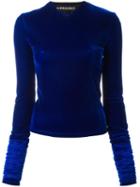 Y / Project Long Sleeve Velvet Top, Women's, Size: 36, Blue, Polyester/spandex/elastane