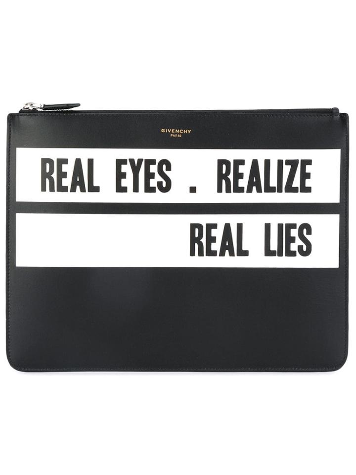 Givenchy Slogan Print Clutch - Black