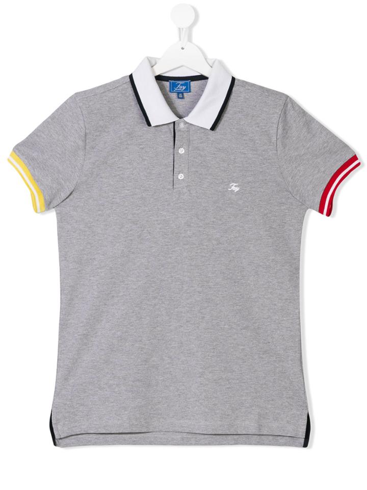 Fay Kids Teen Short Sleeve Polo Shirt - Grey