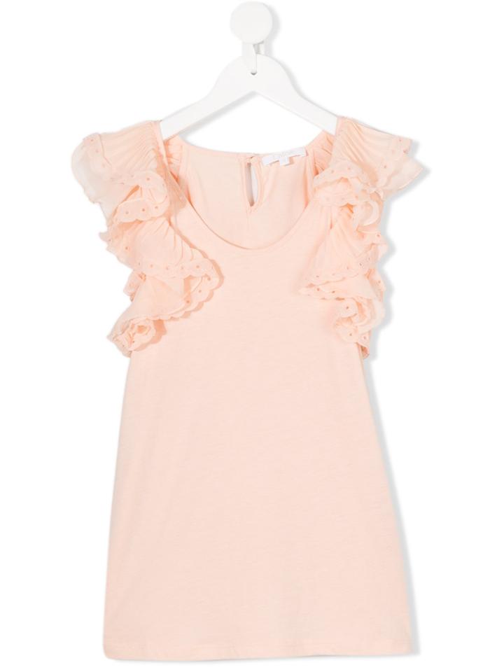Chloé Kids Ruffled Top - Pink & Purple