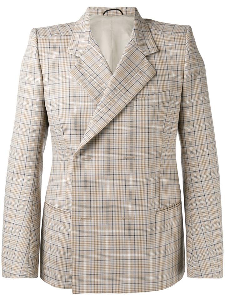 Balenciaga Tartan Blazer, Men's, Size: 50, Green, Cotton/cupro