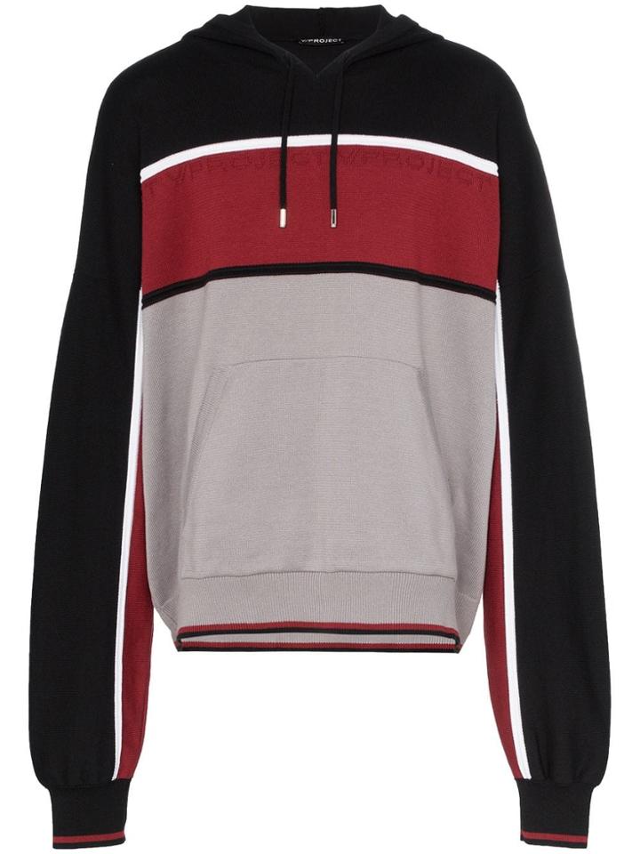 Y / Project Logo Embossed Stripe Hoodie - Black