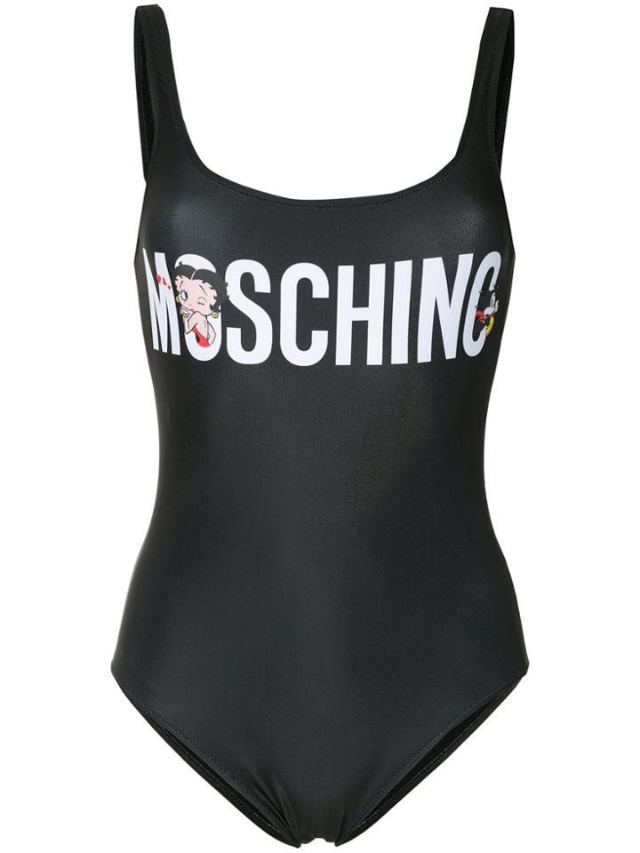 Moschino Logo Print One Piece - Black