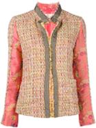 Etro Open Tweed Jacket, Women's, Size: 42, Pink/purple, Cotton/ramie/acrylic/silk