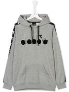 Diadora Junior Teen Logo Printed Hoodie - Grey