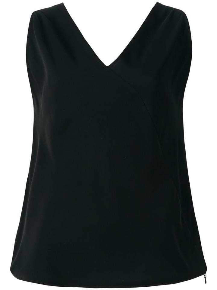 Mm6 Maison Margiela Sleeveless V-neck Top, Women's, Size: 40, Black, Polyester