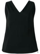 Mm6 Maison Margiela Sleeveless V-neck Top, Women's, Size: 40, Black, Polyester
