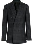 Burberry Slim Fit Tartan Wool Tailored Jacket - Blue