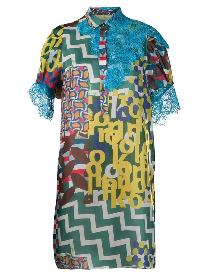 Kolor Patchwork Shift Dress - Blue